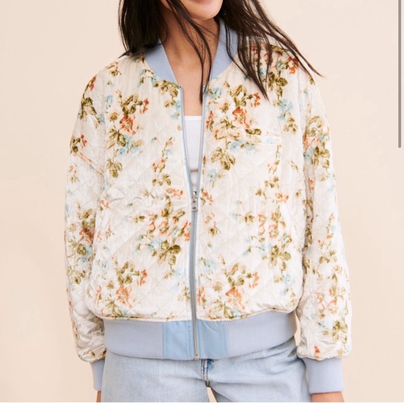NWT S Urban Outfitters Flower Bomber Jacket - Picture 1 of 5